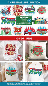 Christmas Sublimation Bundle - 10 Retro PNG Designs for the Holidays - SLSLines