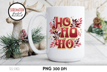Load image into Gallery viewer, Christmas Sublimation PNG - Ho Ho Ho with Holly - SLSLines