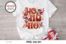 Load image into Gallery viewer, Christmas Sublimation PNG - Ho Ho Ho with Holly - SLSLines