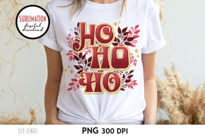 Christmas Sublimation PNG - Ho Ho Ho with Holly - SLSLines