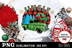 Christmas Sublimation PNG - Jingle All the Way Vintage Truck - SLSLines