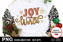 Load image into Gallery viewer, Christmas Sublimation PNG - Joy to the World in Glitter - SLSLines