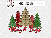 Load image into Gallery viewer, Christmas Sublimation PNG - Merry &amp; Bright Christmas Trees - SLSLines