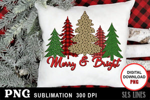 Christmas Sublimation PNG - Merry & Bright Christmas Trees - SLSLines
