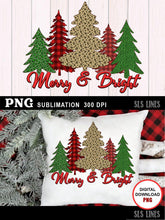 Load image into Gallery viewer, Christmas Sublimation PNG - Merry &amp; Bright Christmas Trees - SLSLines