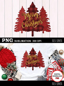 Christmas Sublimation PNG - Merry Christmas Trees - SLSLines