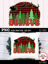Load image into Gallery viewer, Christmas Sublimation PNG - Santa&#39;s Sleigh Buffalo Plaid in Red - SLSLines