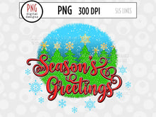 Load image into Gallery viewer, Christmas Sublimation PNG - Season&#39;s Greetings Trees &amp; Snow - SLSLines