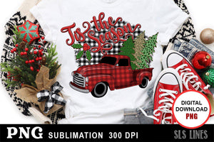 Christmas Sublimation PNG - Tis the Season Vintage Truck - SLSLines