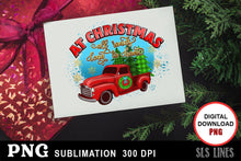Load image into Gallery viewer, Christmas Sublimation PNG - Vintage Truck &amp; Trees Design - SLSLines