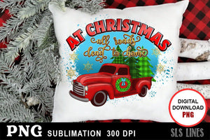 Christmas Sublimation PNG - Vintage Truck & Trees Design - SLSLines