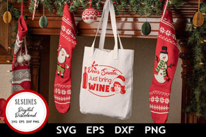 Christmas SVG - Dear Santa, Just bring Wine Cut File - SLSLines