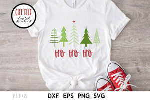 Christmas SVG - Ho Ho Ho Christmas Trees Cut File - SLSLines