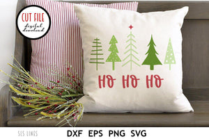 Christmas SVG - Ho Ho Ho Christmas Trees Cut File - SLSLines