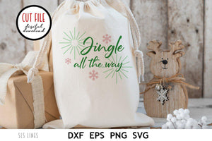 Christmas SVG - Jingle All The Way Retro Cut File - SLSLines