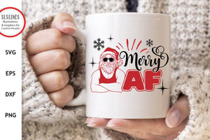 Christmas SVG - Merry AF Cut File - SLSLines