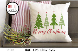 Christmas SVG - Merry Christmas Trees Cut File - SLSLines