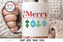 Load image into Gallery viewer, Christmas SVG - Merry with Christmas Ornaments Cut File - SLSLines