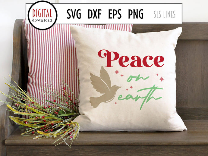 Christmas SVG - Peace on Earth Cut File - SLSLines