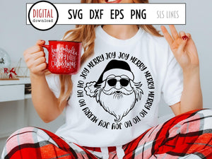 Christmas SVG - Santa Claus Merry Merry Cut File - SLSLines