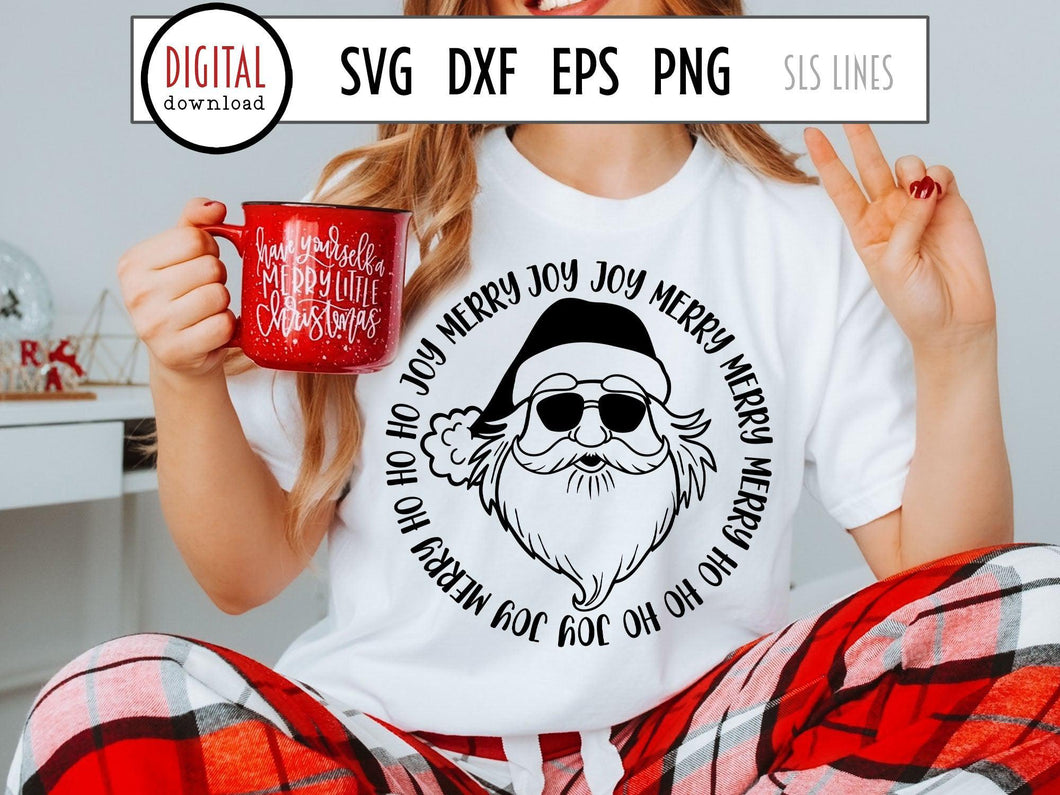 Christmas SVG - Santa Claus Merry Merry Cut File - SLSLines