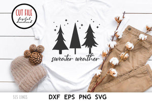 Christmas SVG - Sweater Weather Winter Cut File - SLSLines