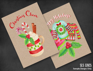 Christmas Sweaters & Hot Chocolate Watercolor Clipart - SLSLines