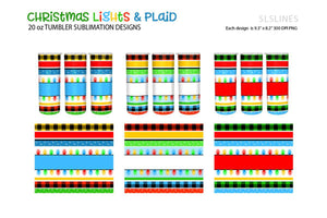 Christmas Tumbler Sublimation - Christmas Lights & Plaid - SLSLines