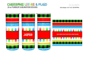 Christmas Tumbler Sublimation - Christmas Lights & Plaid - SLSLines