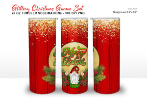 Christmas Tumbler Sublimation - Glitter Gnomes at Xmas PNG - SLSLines