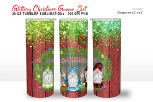 Christmas Tumbler Sublimation - Glitter Gnomes at Xmas PNG - SLSLines