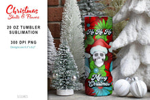 Load image into Gallery viewer, Christmas Tumbler Sublimation - Skulls &amp; Flowers PNG - SLSLines