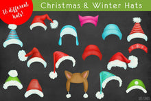 Load image into Gallery viewer, Christmas &amp; Winter Watercolor Hats Clipart - SLSLines
