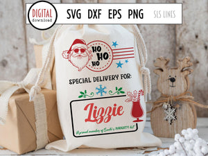 Santa Sack Cut File - Santa's Naughty List Present Bag