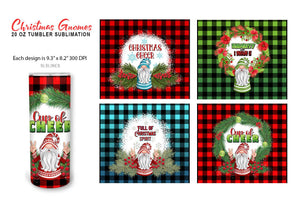 Christmas Tumbler Sublimation - Cute Gnomes Set PNG