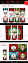 Load image into Gallery viewer, Christmas Tumbler Sublimation - Cute Gnomes Set PNG