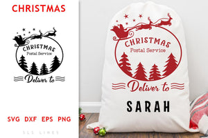 Santa Claus Sack SVG - Santa Sleigh and Reindeer Present Bag