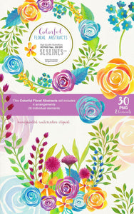 Colorful Floral Abstracts Watercolor Clipart - SLSLines