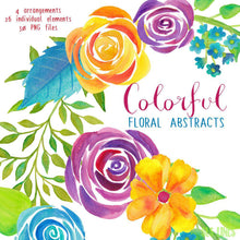 Load image into Gallery viewer, Colorful Floral Abstracts Watercolor Clipart - SLSLines