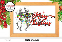 Load image into Gallery viewer, Creepy Christmas Sublimation - Dancing Skeletons and Lights - SLSLines