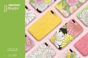 Daisy Graphic Set in Pink, White & Yellow - SLSLines