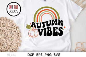 Fall SVG | Autumn Vibes Retro Cut File - SLSLines
