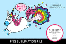 Load image into Gallery viewer, Farting Rainbow Unicorn PNG sublimation - SLSLines