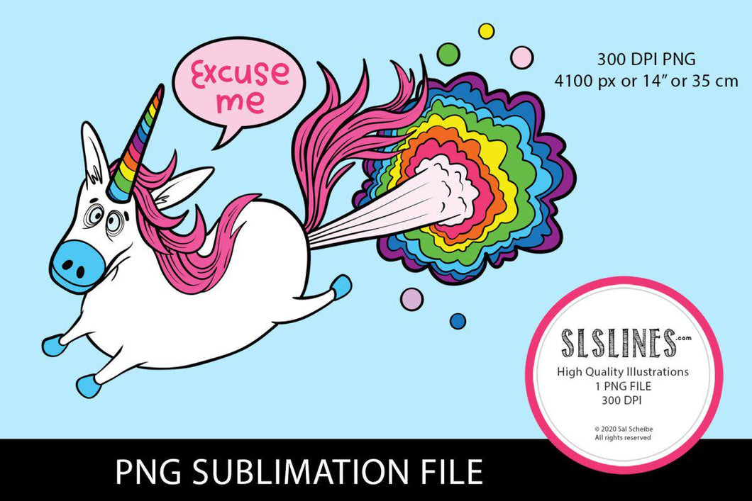 Farting Rainbow Unicorn PNG sublimation - SLSLines