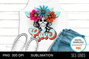 Flower Skull Sublimation Bundle - Retro Inspirational PNG Designs - SLSLines