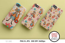 Load image into Gallery viewer, Fox Seamless Pattern - Hipster Fox Digital Pattern PNG - SLSLines