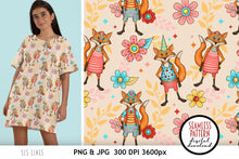 Load image into Gallery viewer, Fox Seamless Pattern - Hipster Fox Digital Pattern PNG - SLSLines