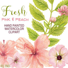 Load image into Gallery viewer, Fresh Pink Hibiscus Florals Watercolor Clipart - SLSLines