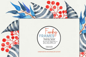 Funky Frames Watercolor Clipart - SLSLines