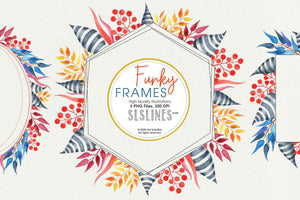Funky Frames Watercolor Clipart - SLSLines